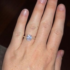 Oval cut diamond simulant CZ rose gold ring